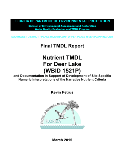 Nutrient TMDL For Deer Lake (WBID 1521P)