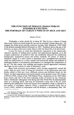 THE FUNCTION OF FEMALE CHARACTERS IN . STEINBECK`S