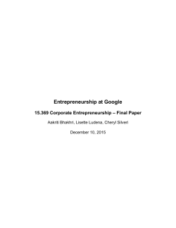 "Entrepreneurship at Google"