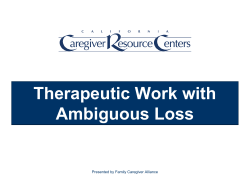 Therapeutic Work with Ambiguous Loss