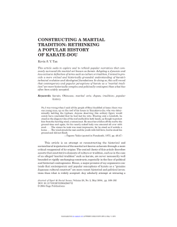 constructing a martial tradition: rethinking a popular