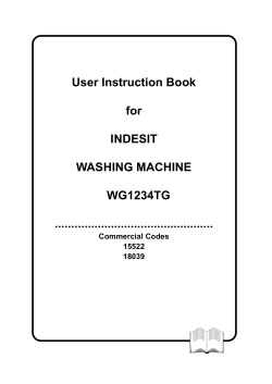 User Instruction Book for INDESIT WASHING MACHINE WG1234TG