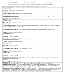 SOL# 2.10 Manuscript, 2.12 Lead Sentence, Detailed Paragraphs