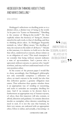 Heidegger on Thinking About Ethos and Man`s Dwelling