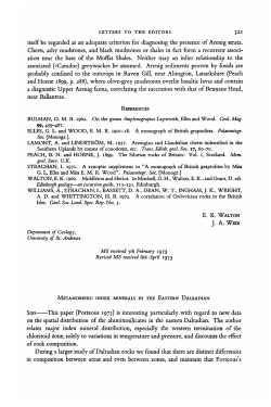 Metamorphyic index minerals in the Eastern Dalradian
