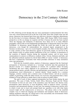 Democracy in the 21st Century: Global Questions
