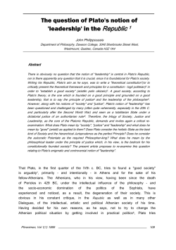 The question of Plato`s notion of `leadership` in the Republic 1