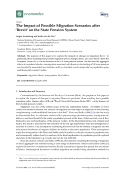 The Impact of Possible Migration Scenarios after `Brexit` on