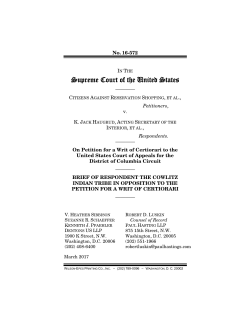 Brief of Respondent the Cowlitz Indian Tribe in Opposition