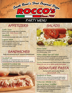 Party In-house Menu