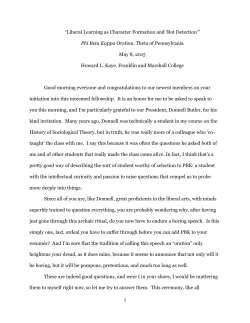 Liberal Learning as Character Formation and `Rot