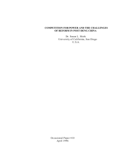 COMPETITION FOR POWER AND THE CHALLENGES OF