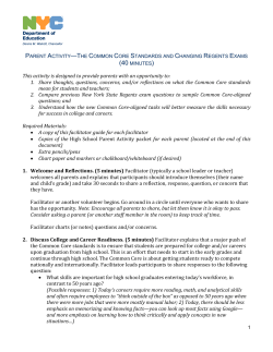 This activity is designed to provide parents with an opportunity to: 1