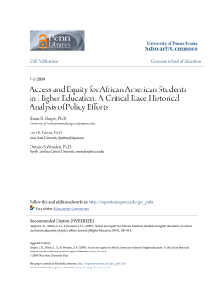 Access and Equity for African American Students in Higher Education
