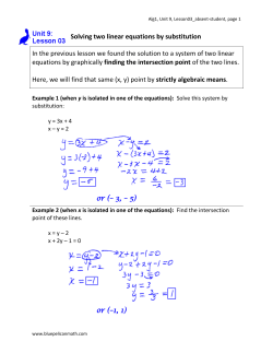 Solving two linear equations by substitution In the previous lesson