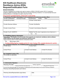 835 Healthcare Electronic Remittance Advice (ERA) Request