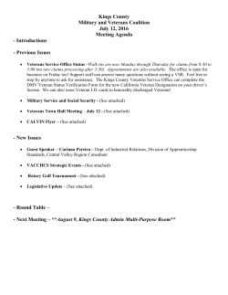 Kings County Military and Veterans Coalition July 12, 2016 Meeting