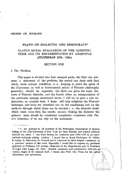 georoe gh. koumakis plato on dialectic and democracy* plato`s
