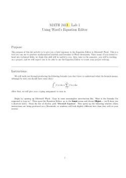 MATH 2414 - Lab 1 Using Word`s Equation Editor