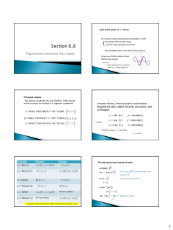 Section 6.8 Trig. Inverses and Graphs