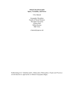 Postcolonialism: space, textuality and power
