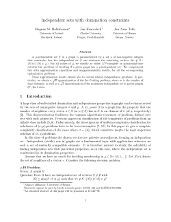 Independent sets with domination constraints 1 Introduction