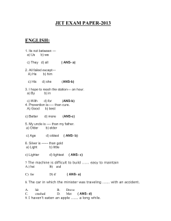 Sample questions for JET 2013