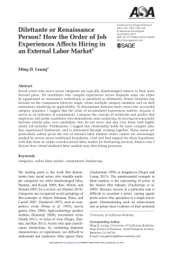 Dilettante or Renaissance Person? How the Order of