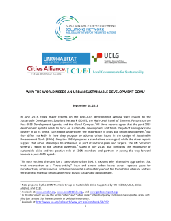 Why the World needs an Urban Sustainable Goal