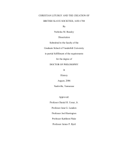 Christian Liturgy and the Creation of British Slave Societies, 1650