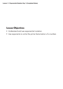 Lesson 1.1 Exponential Notation Day 1 (Completed Notes)