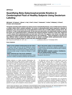 Quantifying Beta‐Galactosylceramide Kinetics in Cerebrospinal