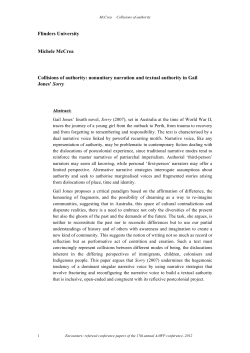 nonunitary narration and textual authority in Gail Jones` Sorry