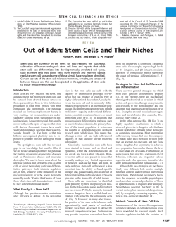Out of Eden: Stem Cells and Their Niches