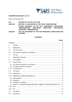 IN76 Tax Treatment of Tips for Recipients Employers Patrons