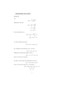 HOMEWORK SOLUTIONS: Section 4.9 13.) f(u) = u4 + 3 / u u2