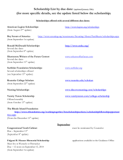 Scholarship List by due date: (updated January