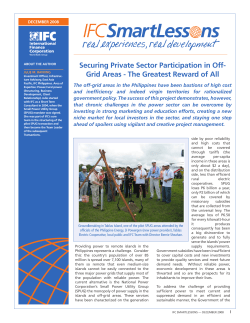 Securing Private Sector Participation in off- grid Areas