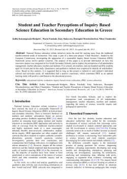 Student and Teacher Perceptions of Inquiry Based Science