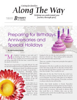 Preparing for Birthdays, Anniversaries and Special Holidays