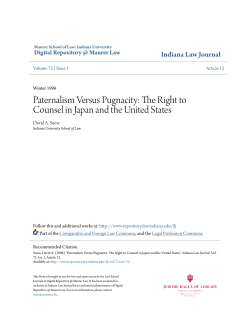 Paternalism Versus Pugnacity: The Right to Counsel in Japan and
