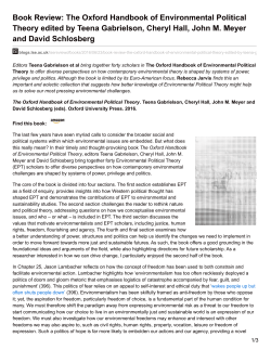 Book Review: The Oxford Handbook of Environmental Political