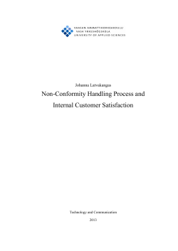 Non-Conformity Handling Process and Internal Customer