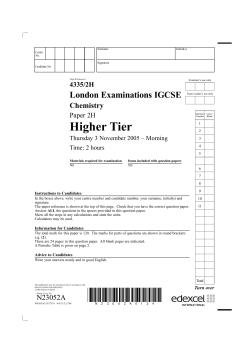 Question paper - Paper 2H - November 2005