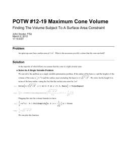 POTW #12-19 Maximum Cone Volume
