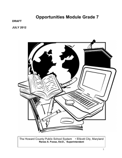 Opportunities Module Grade 7 - Howard County Public Schools