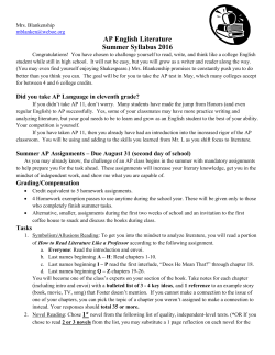AP English Literature Summer Syllabus 2016