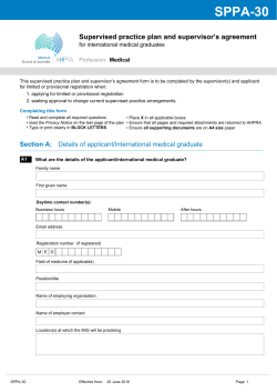 Supervised practice plan and supervisor`s agreement - SPPA-30