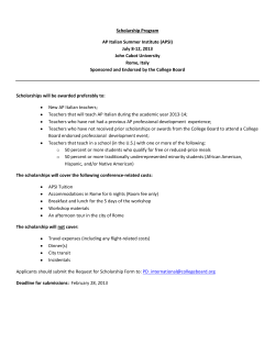 Scholarship Program AP Italian Summer Institute (APSI) July 8