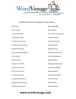 Literature Vocabulary Lists